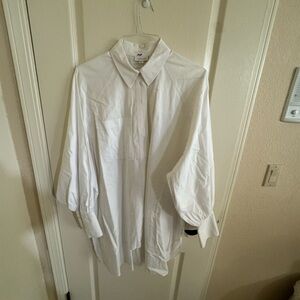 Topshop Ivory Button-Up Shirt Dress